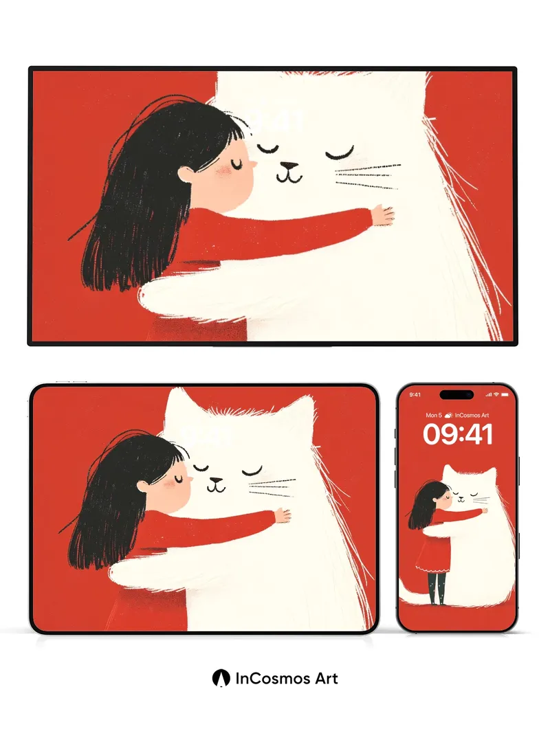 Serene Embrace Wallpaper with Furry Warmth