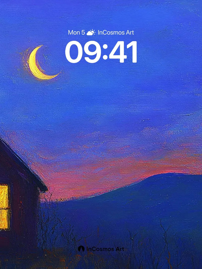 Crescent Hush Wallpaper with Warm Window Glow