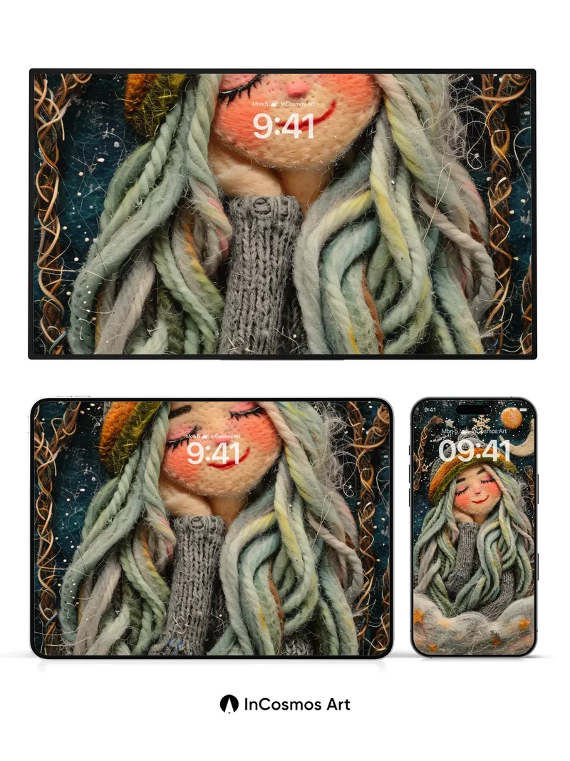 Whispering Yarn Wallpaper with Celestial Dreams