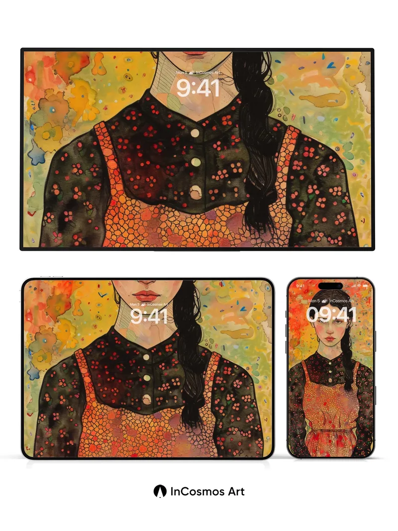 Autumn Reverie Wallpaper with Polka-Dot Veil