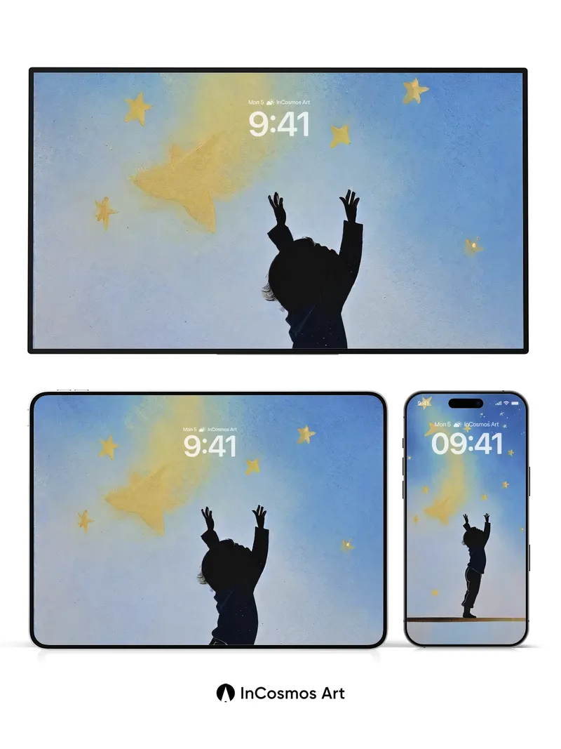 Wondering Silhouette Wallpaper with Shooting Star Trail
