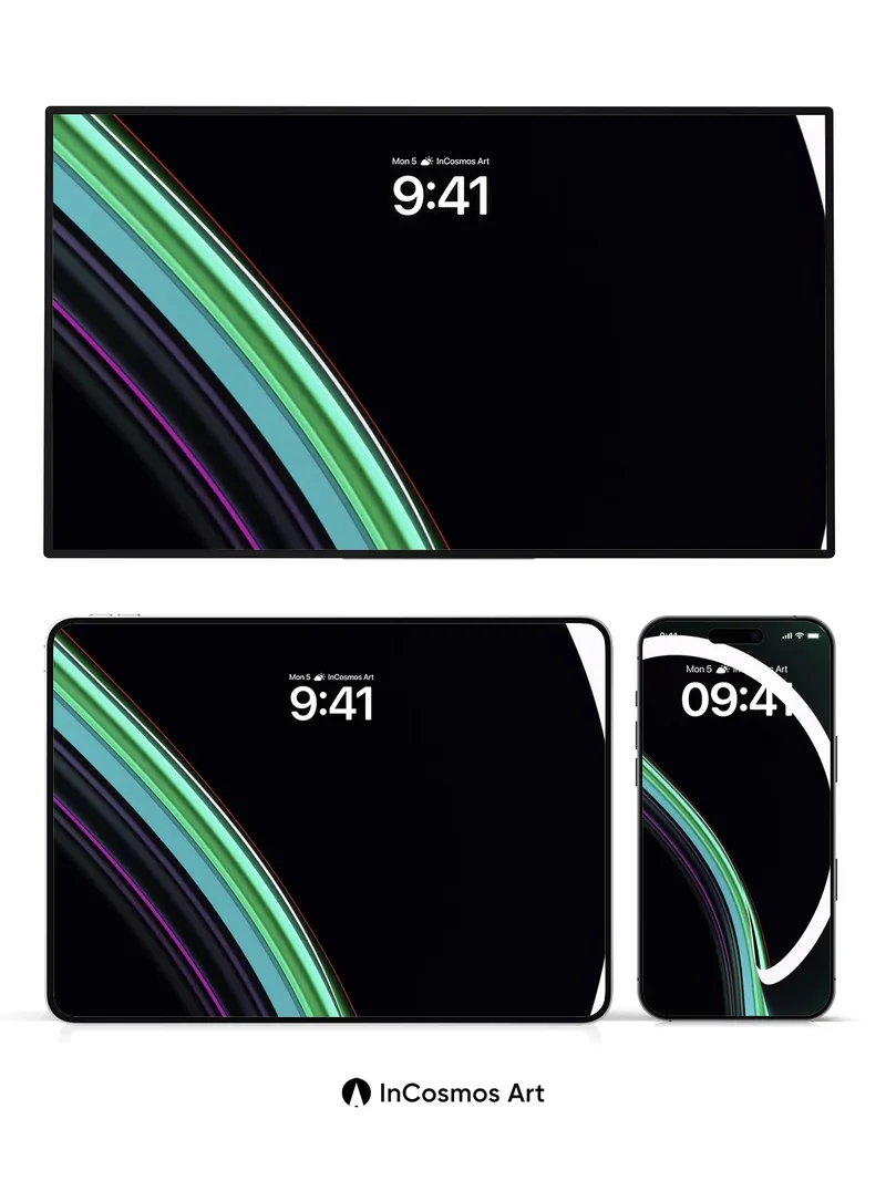 Neon Veil Wallpaper with Floating Light Trails