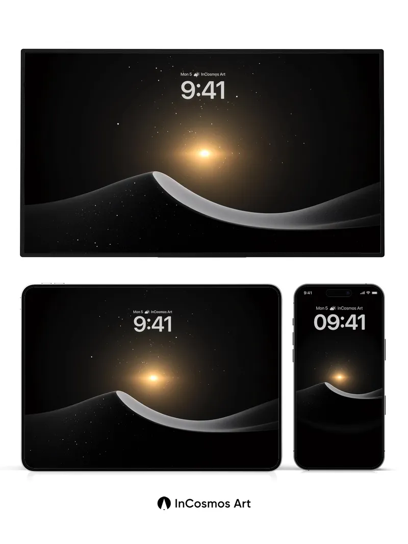 Cosmic Hush Wallpaper with Golden Horizon