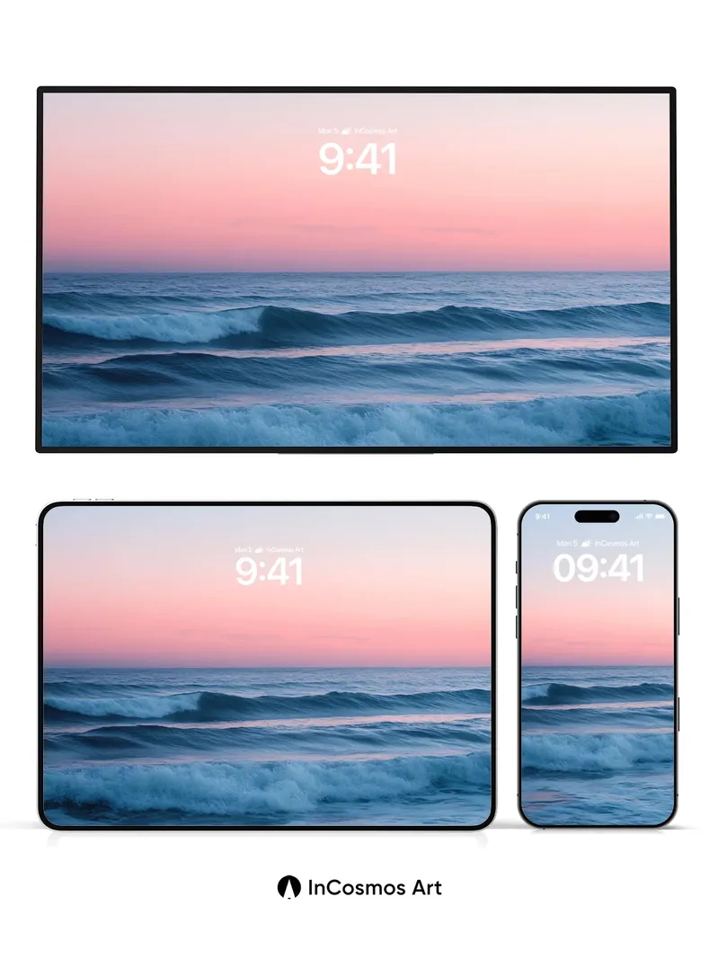 Serenity Wave Wallpaper with Dusk Hues