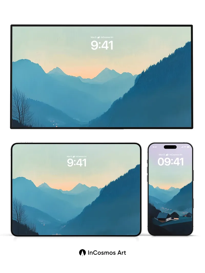 Serenity Ridge Wallpaper with Distant Peaks