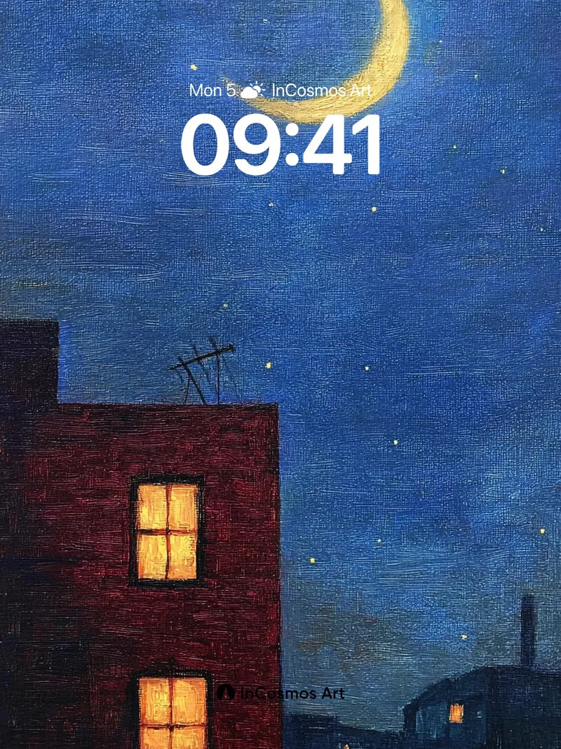 Cobalt Hush Wallpaper with Moonlit Windows