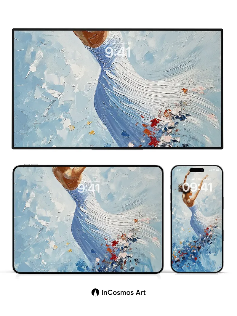 Whispering Sky Wallpaper with Floating Petals