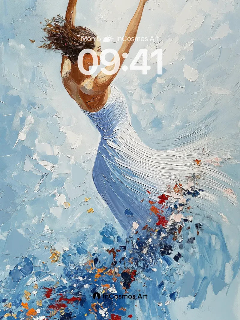 Whispering Sky Wallpaper with Floating Petals