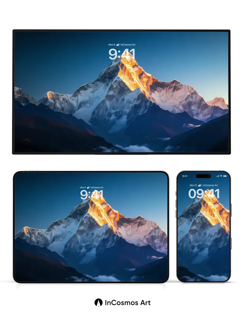 Golden Dawn Mountain Wallpaper with Frozen Light