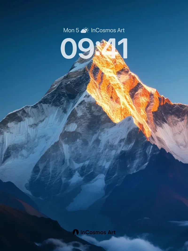 Golden Dawn Mountain Wallpaper with Frozen Light