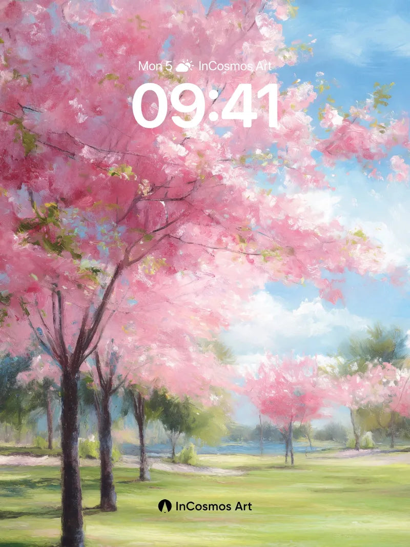 Serenity in Cherry Bloom Wallpaper with Soft Light Veils wallpaper for iPhone, iPad & Mac