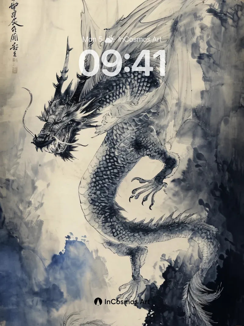 Storm-Weaved Dragon Wallpaper with Ink Breath