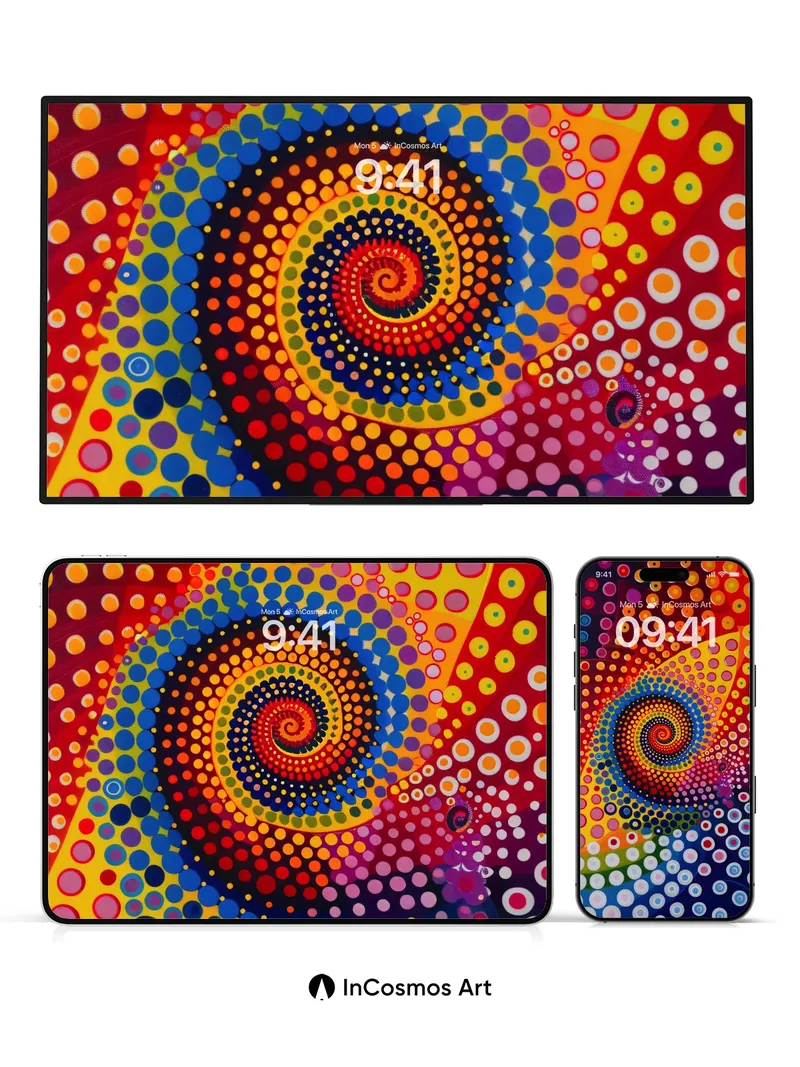 Spiral Vortex Wallpaper with Polka Dot Pulse