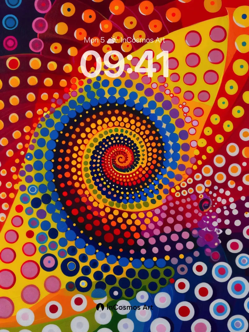 Spiral Vortex Wallpaper with Polka Dot Pulse