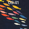 Rainbow School Fish Obsidian Background