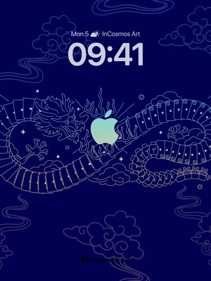 Celestial Dragon Wallpaper with Apple Core