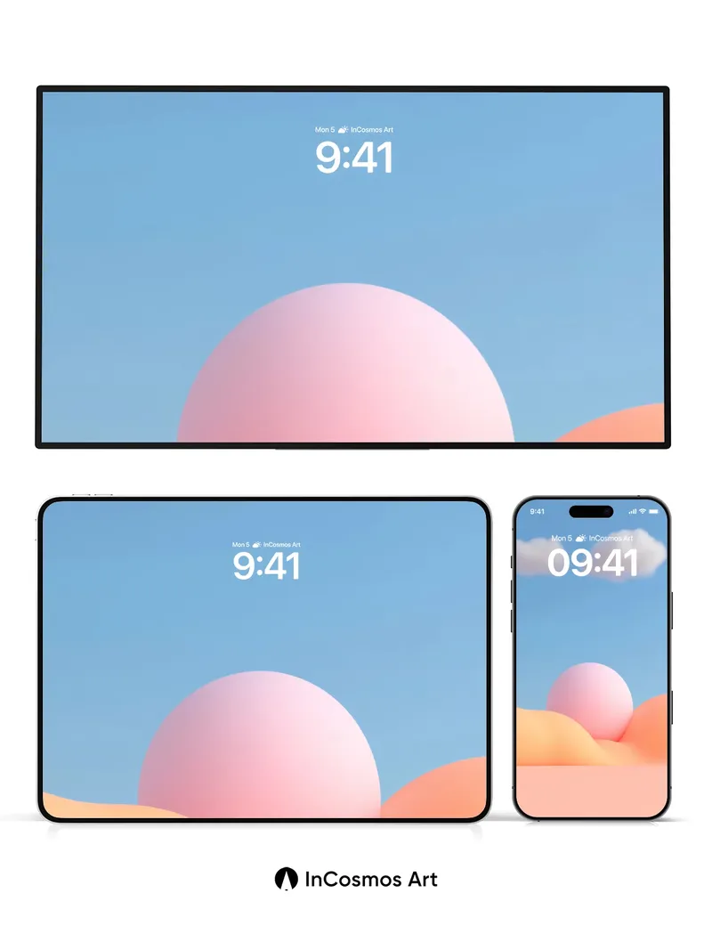 Soft Horizon Wallpaper with Floating Sphere