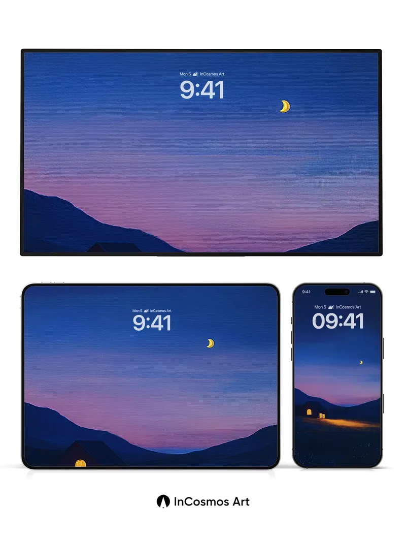 Crimson Hush Wallpaper with Moonlit Path