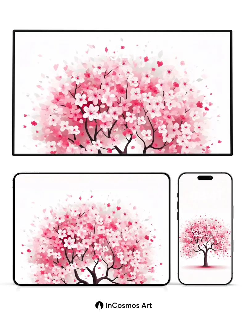 Serenity Bloom Wallpaper with Floating Petals