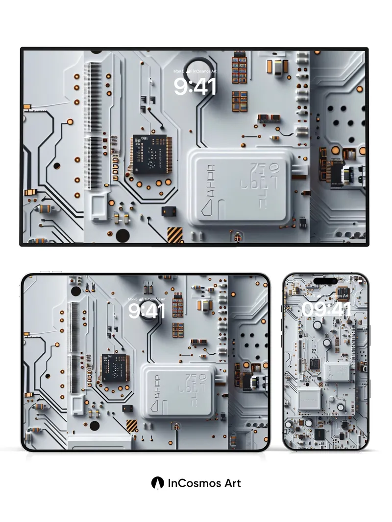 Circuit Pulse Wallpaper with Hidden Codes