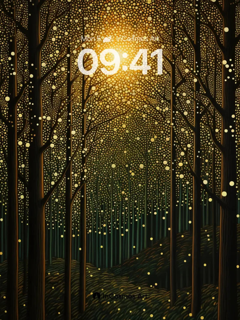 Golden Forest Wallpaper with Starlight Canopy