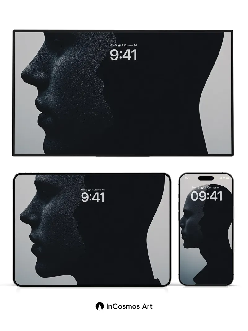 Shadowed Profile Wallpaper with Dual Realities