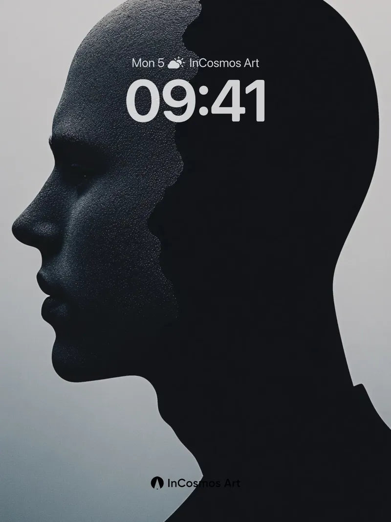 Shadowed Profile Wallpaper with Dual Realities