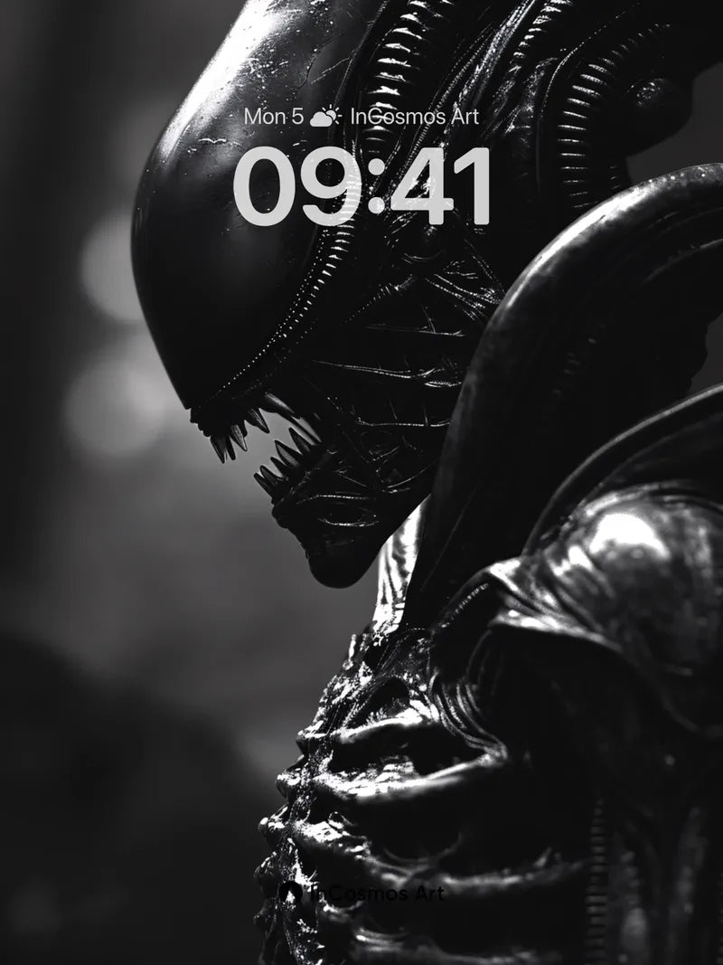 Shadowed Predator Wallpaper with biomechanical veins