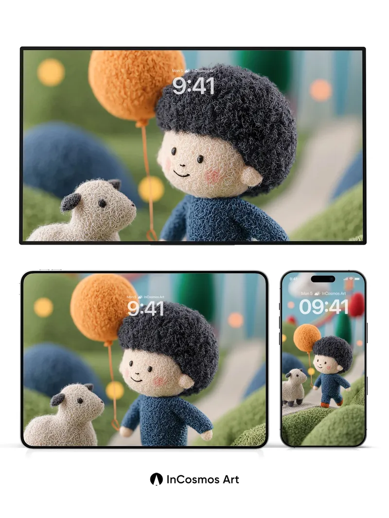 Whimsical Woolen Wonderland Wallpaper with Fuzzy Friends