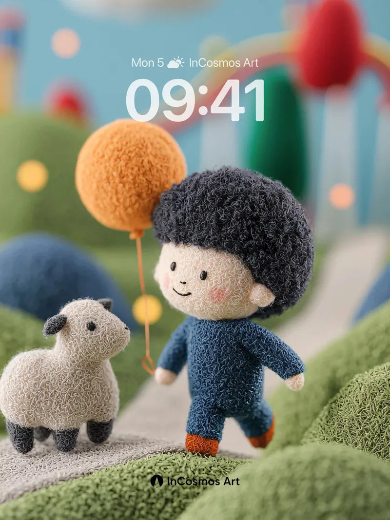 Whimsical Woolen Wonderland Wallpaper with Fuzzy Friends