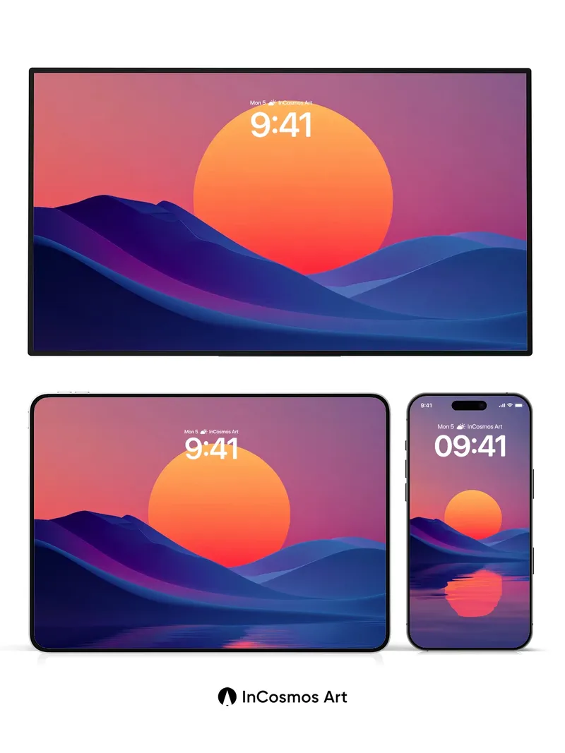 Serene Horizon Wallpaper with Liquid Reflections