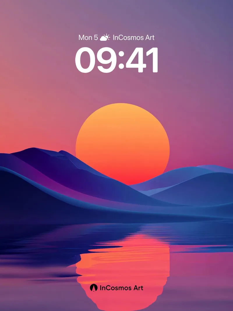 Serene Horizon Wallpaper with Liquid Reflections
