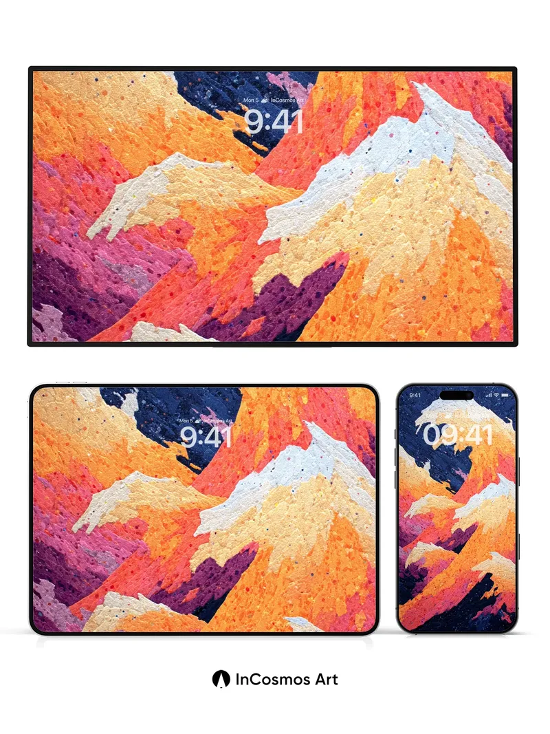 Fiery Wave Wallpaper with Hokusai Echoes