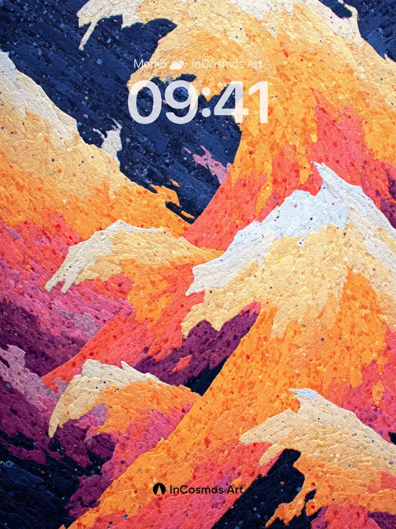 Fiery Wave Wallpaper with Hokusai Echoes