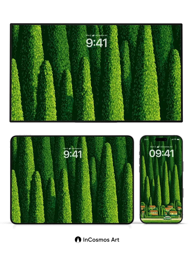 Whispering Cypress Wallpaper with Village Hush