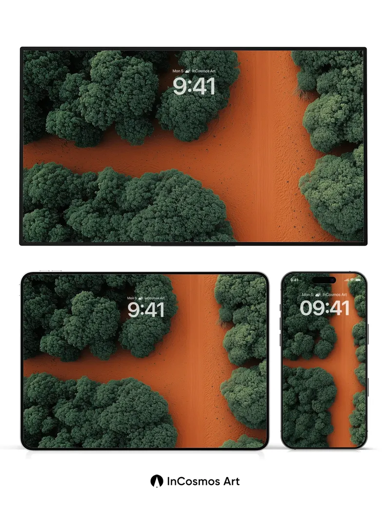 Serpentine Path Wallpaper with Forest Canopy