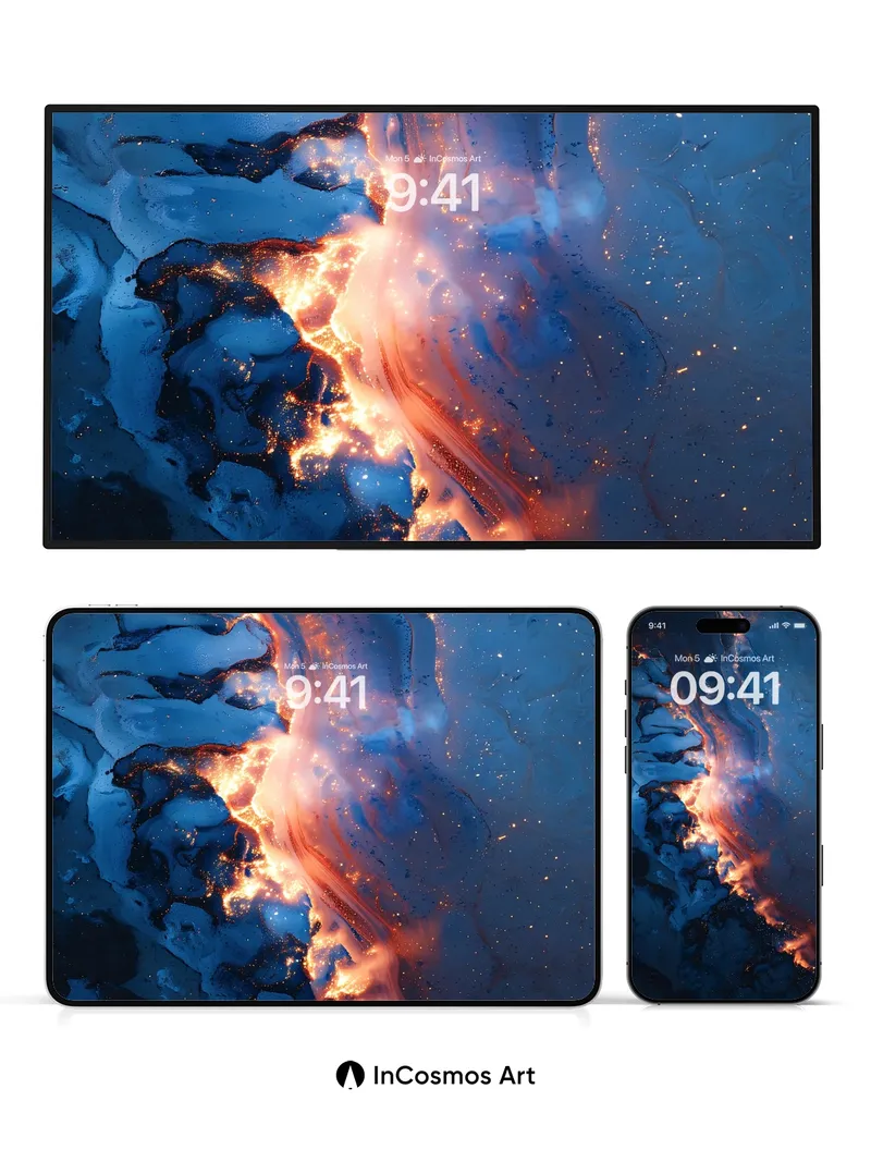 Cosmic Ember Wallpaper with Celestial Veins