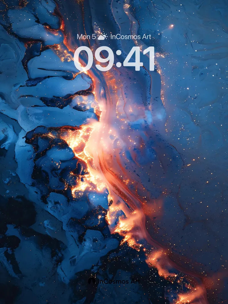 Cosmic Ember Wallpaper with Celestial Veins