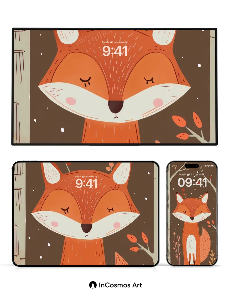 Whispering Woodland Wallpaper with Sleeping Fox