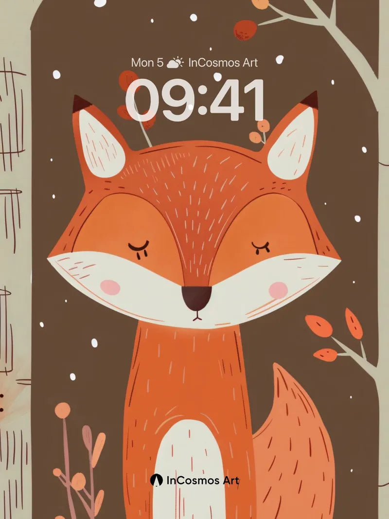 Whispering Woodland Wallpaper with Sleeping Fox