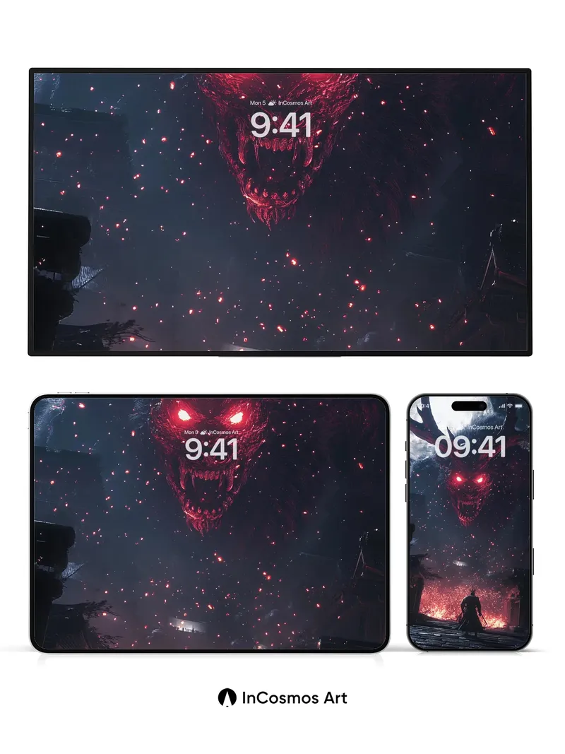 Crimson Abyss Wallpaper with Fiery Ashes