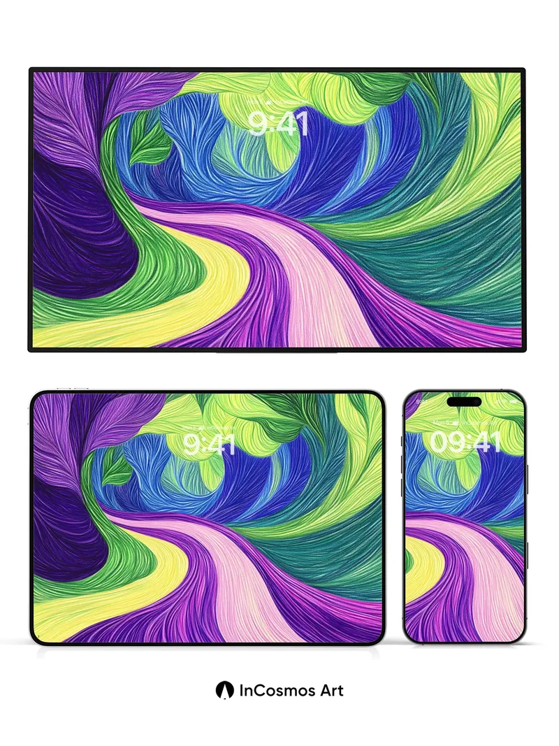 Surreal Garden Wallpaper with Living Color Veins