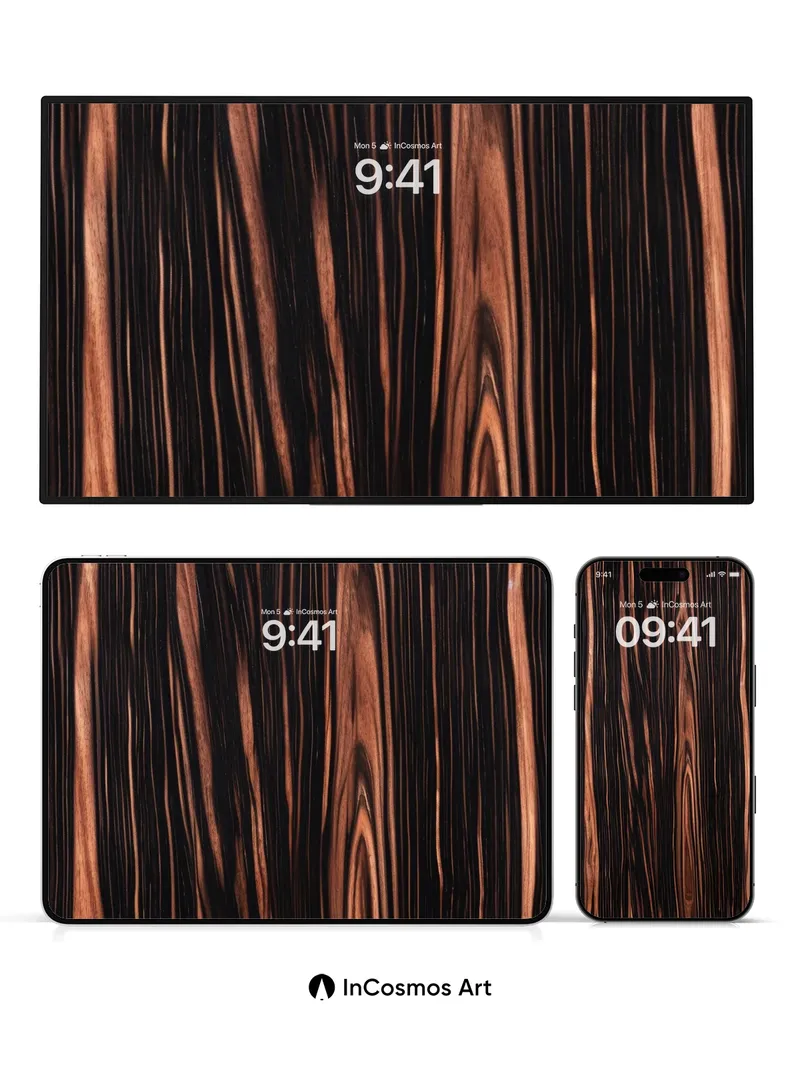 Dark Ember Wood Wallpaper with Veined Depth