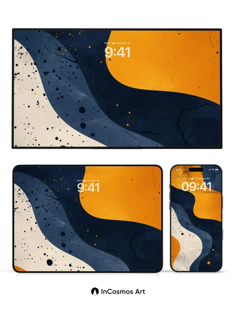 Cracked Earth Wallpaper with Floating Gold Dots