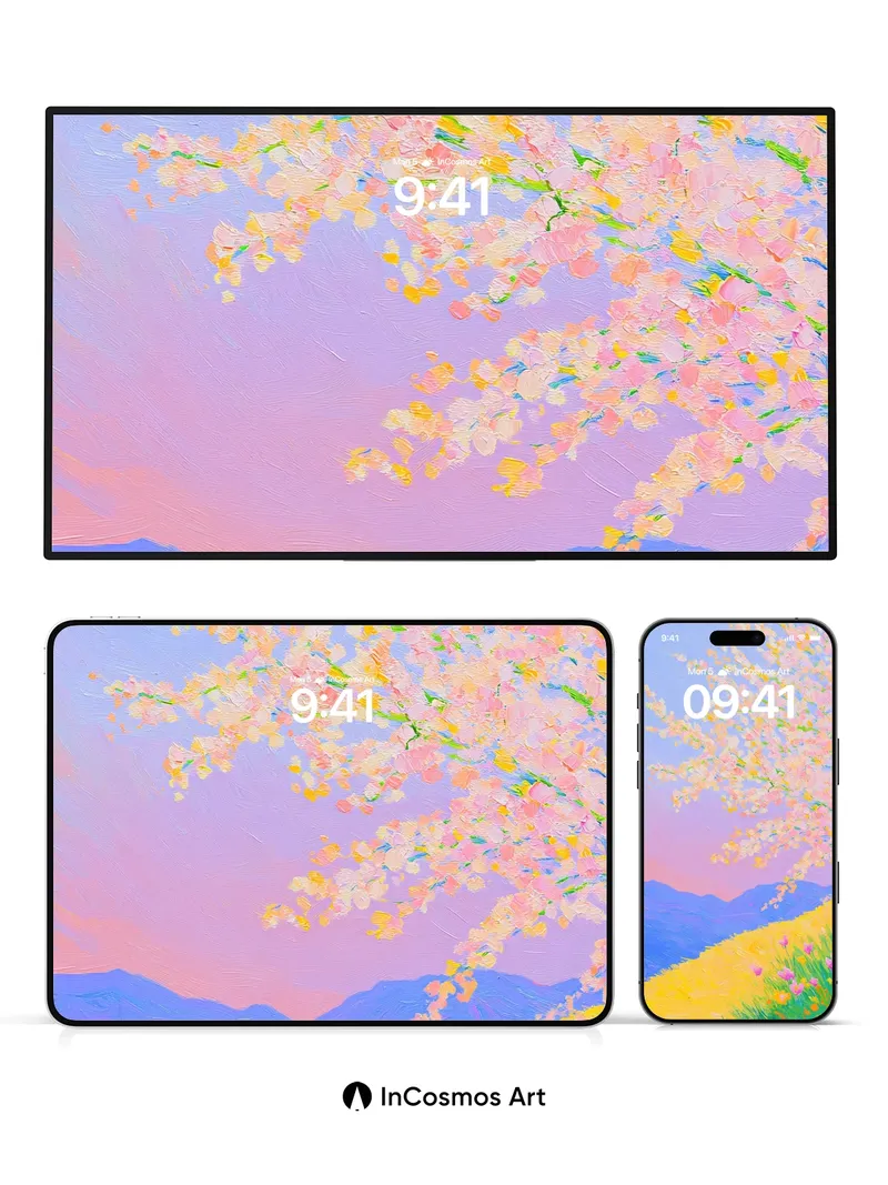 Serenity in Petal Drift Wallpaper with Horizon Hues