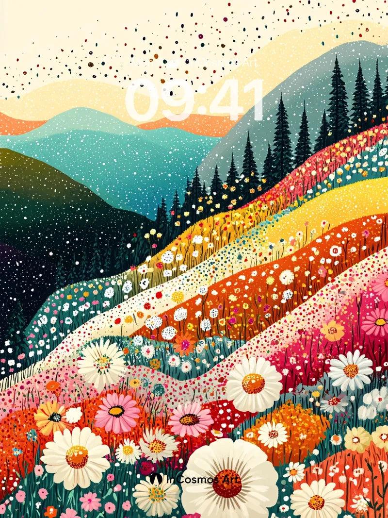 Whispering Meadow Wallpaper with Starlight Trails