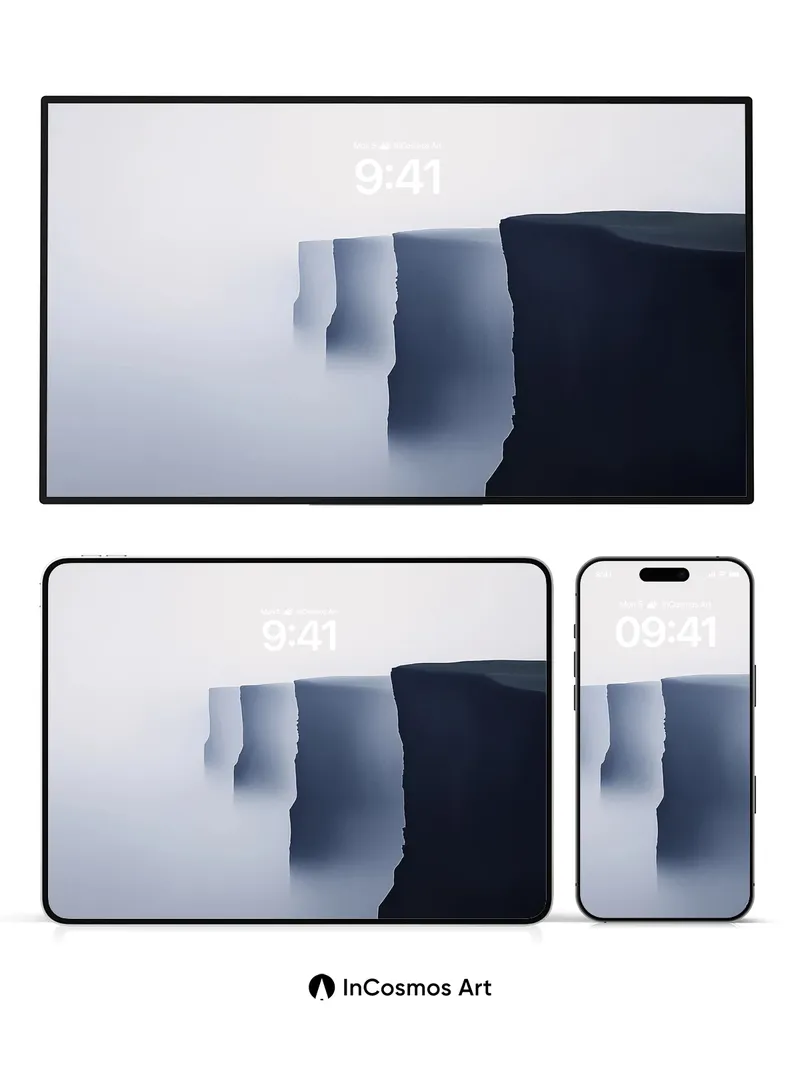 Serenity Cliff Wallpaper with Fog Veil