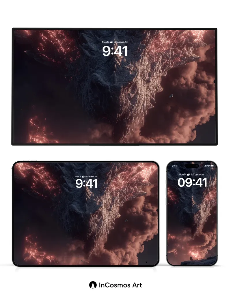 Ethereal Dragonfire Wallpaper with Celestial Gaze