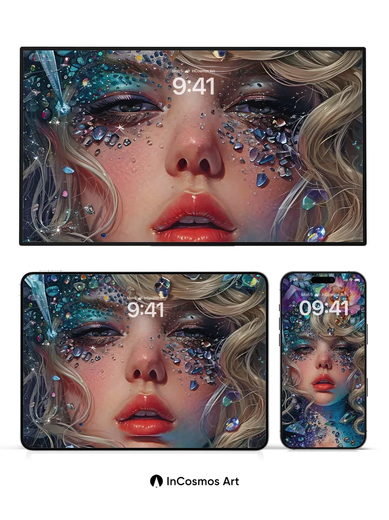 Crystal Bloom Wallpaper with Starlight Veil