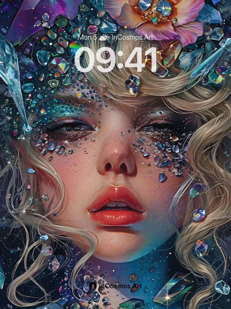 Crystal Bloom Wallpaper with Starlight Veil wallpaper for iPhone, iPad & Mac